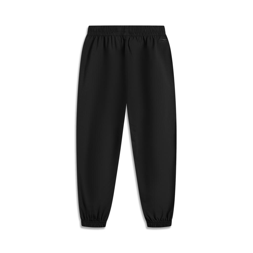 Li Ning Sports Lifestyle Series Solid Color Mid Waist Breathable Versatile Jogger Knit Sports Pants Women bottoms Black AKLV202-2