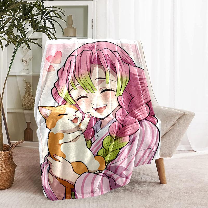 1 Stück Decke - Nezuko Demon Slayer Kanroji Mitsuri Druckdesign, Leichte Decke für Sofa, Bett - Weich & Warm, Geschenk für Alle Jahreszeiten