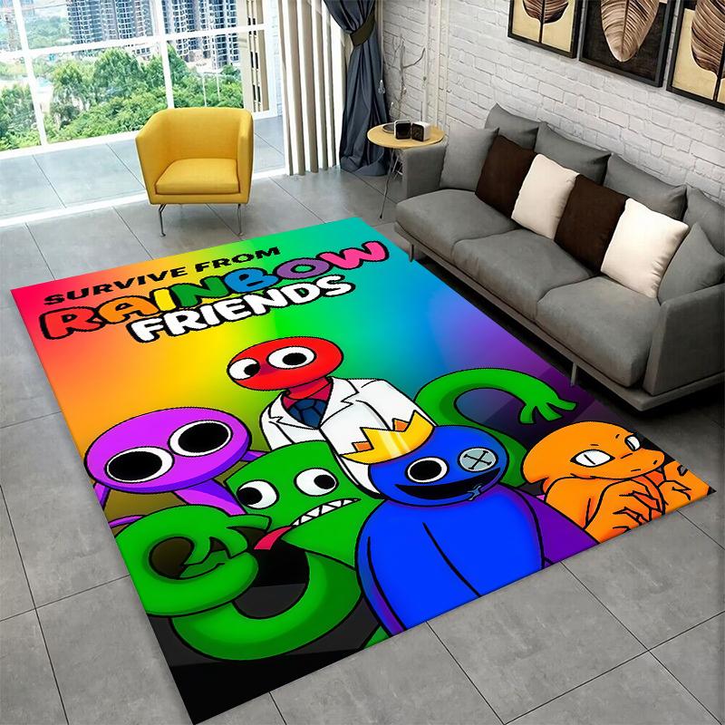 

3D R-Rainbows Friends Cartoon Game Carpet Rug for Bedroom Living Room Sofa Playroom Doormat Home Decor,Kid Area Rug Non-slip 40x60cm