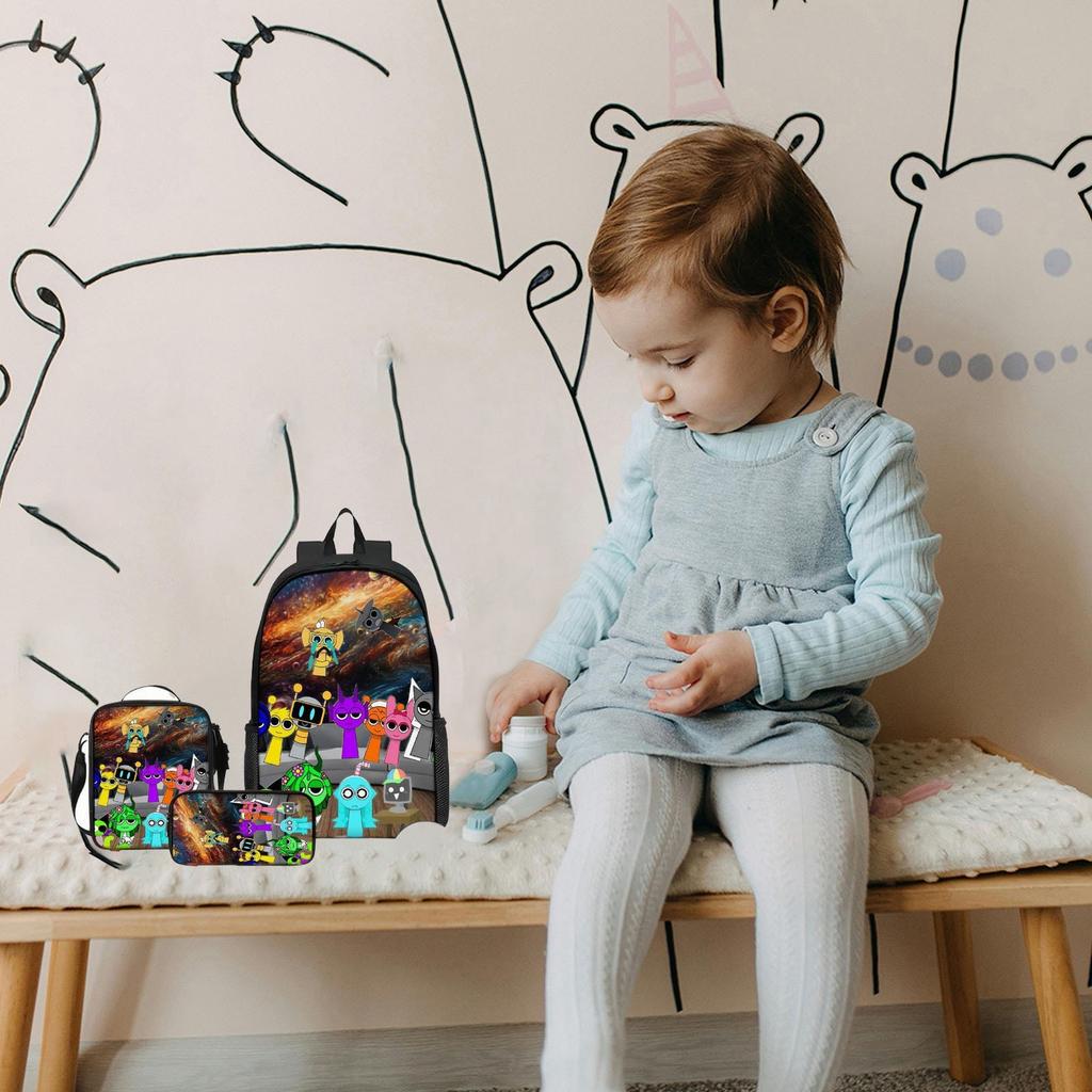 Batoh s velkou kapacitou pro žáky základních a středních škol, kreslená taška přes rameno a pouzdro na tužky pro děti