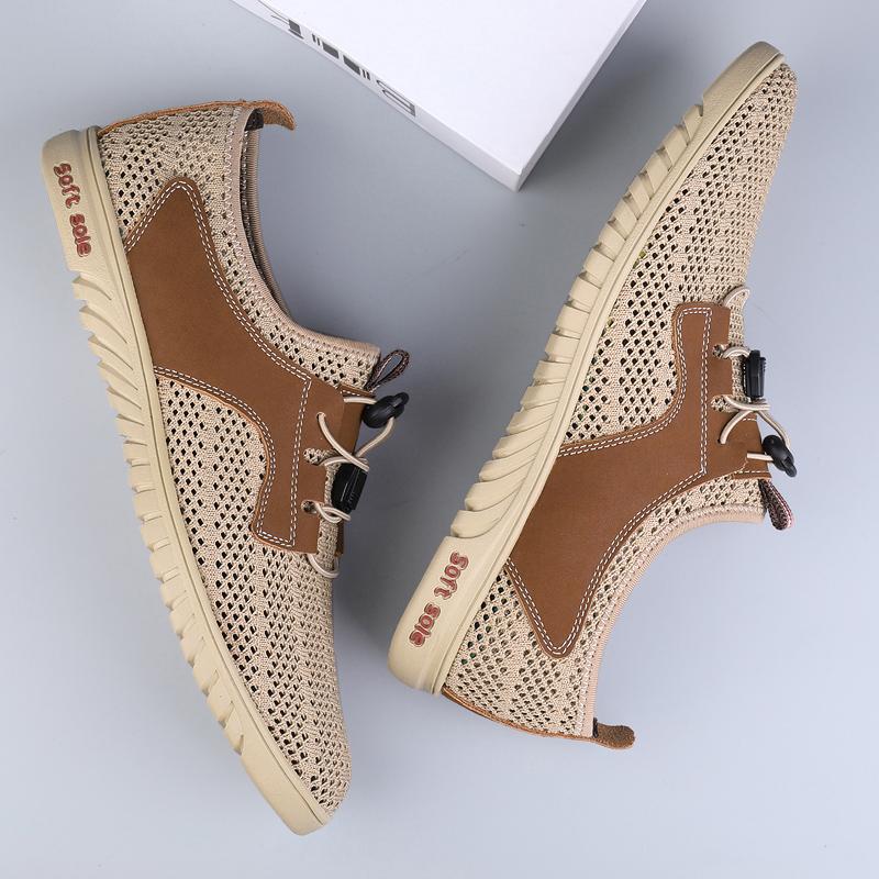 Fashion Handmade Men's Summer Sneakers Breathable Men Mesh Shoes Outdoor Casual Flats Comfortable Walking Treking Shoes Hollow Out Shoes