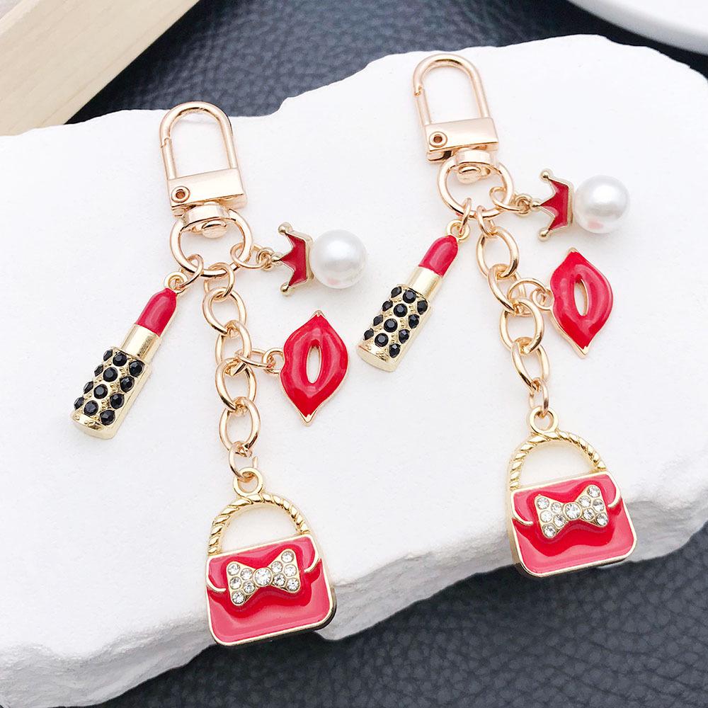 Rote Krone Perlen Lippenstift Münzbörse & Schlüsselanhänger Ornament