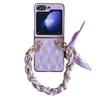 Luxury Leather Wrist Strap Phone Case for Samsung Galaxy Z Flip 6 5  with Protective Shockproof Adjustable Lanyard Cover