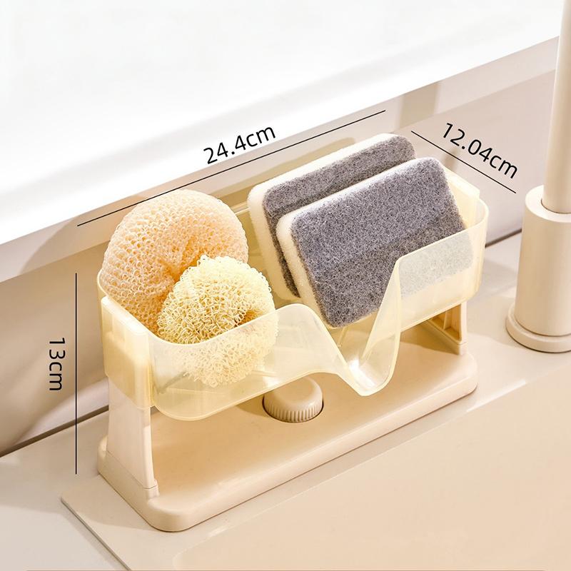 

Kitchen Suction Cup Sink Drainer Sponge Soap Scouring Pad Countertop Storage Rack No-drill Storage Rack