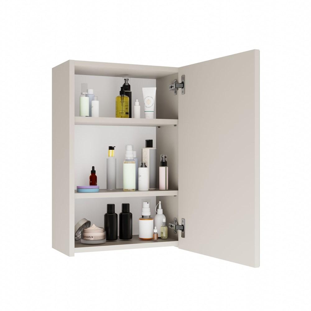 Hanging Bathroom Cabinet with Mirror Above Sink Pola 1Dl 1 Door Cashmere