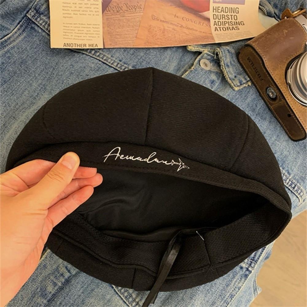 Letter Embroidered Newsboy Hat Octagonal Visors Cap Vintage Beret Painter's Hat
