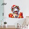 Hippo Wall Decals for Christmas Cartoon Decal, Cute Sticker with Colorful Lights & Holiday Glass Stickers Decor Xmas Balls, Waterproof Mural