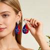 American USA Flag Earrings for Women Patriotic Red White Blue Cubic Zircon Dangle Drop Earrings, 4th of July Independence Day