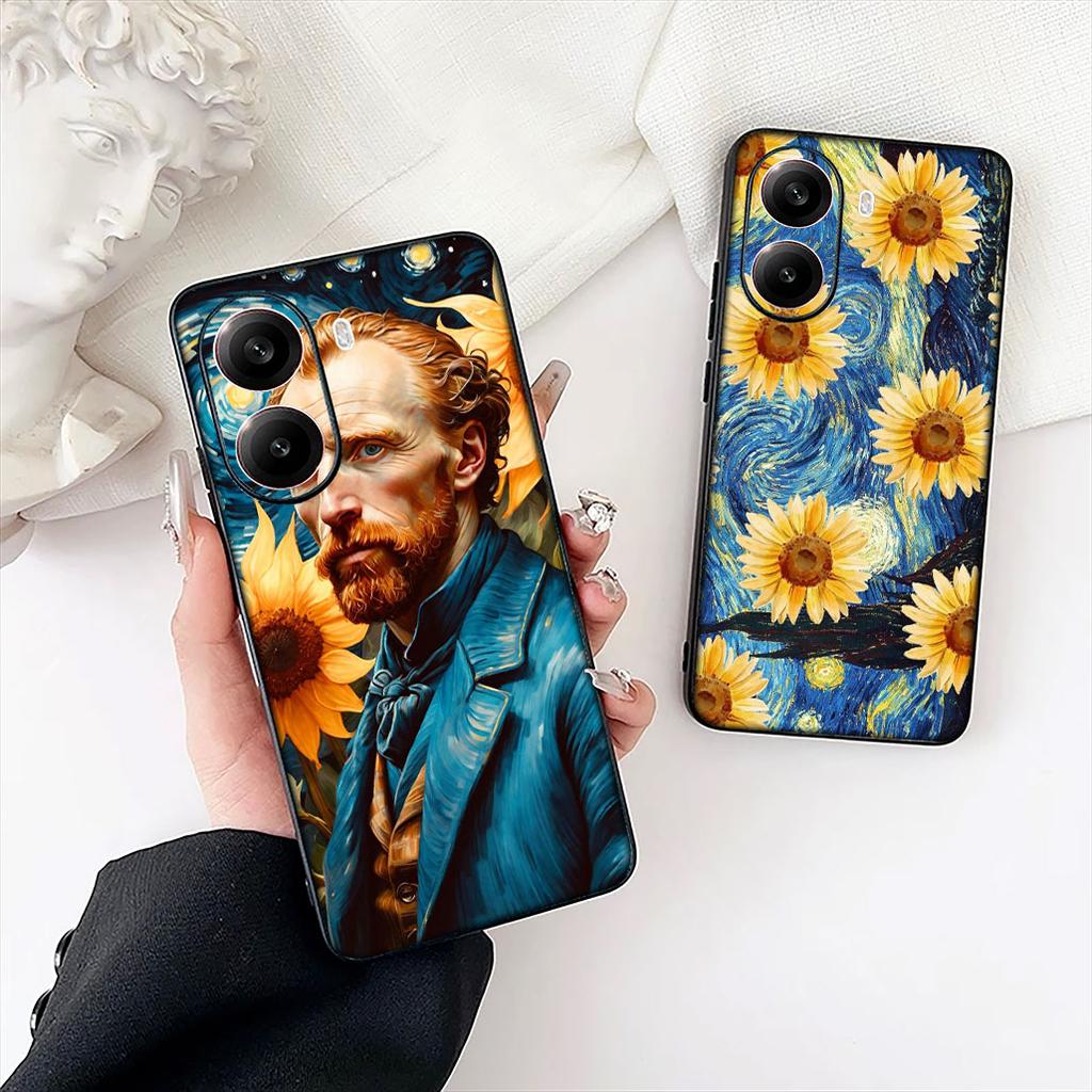 Van Sunflower Gogh Starry Night Painting Phone Case for Xiaomi Redmi Note 13 14 ProPlus Pro Plus 14C A4 13C Pro+ Note14 Cover