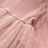 Autumn New Girls' Long-sleeved Dress Girls' Stylize Sequin Puff-sleeved Knitted Veil Skirt Children's Skirt