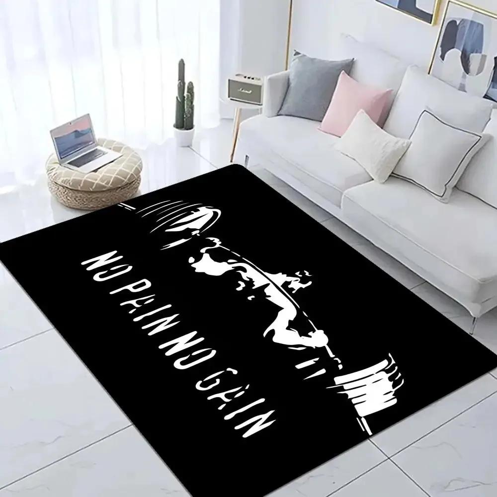 No Pain No Gain Print Carpet GYM Floor Mat Bathroom Anti slip Doormat Absorb Water Long Strip Kitchen Cushion Home Welcome Rugs