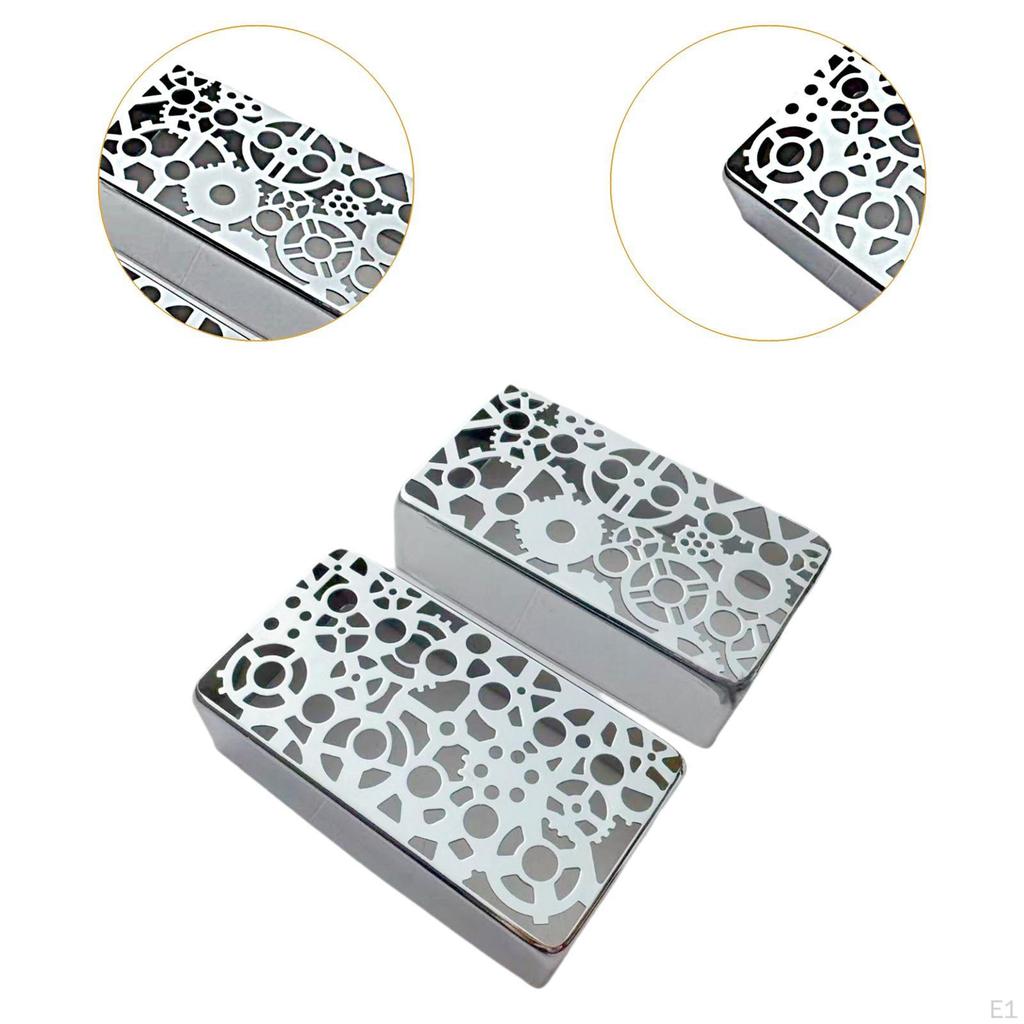 2 Guitar Pickup Covers, DIY Instrument Parts, Engraved, 50mm/52mm Post Spacing, Self-Install