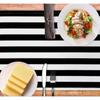 Classic Black and White Striped Table Runner Elegant Polyester Wood GrainTable Decor for Indoor Outdoor Halloween Banquet Party