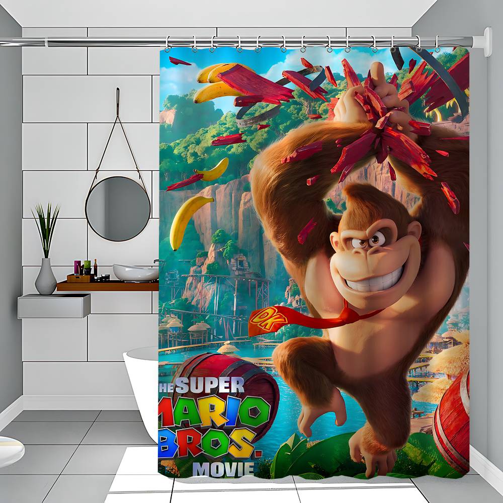 

D-Donkey Kong Pattern Bathing Curtain Bathroom Shower Curtain Waterproof With 12 Hooks Home Deco 90x180 cm