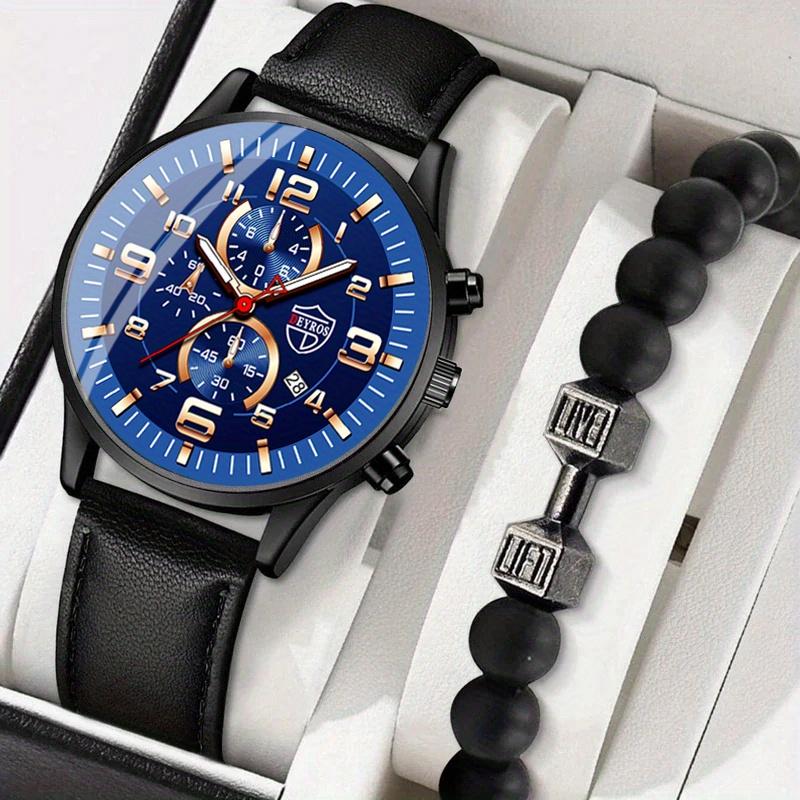 

Часы-календарь DEYROS с большим циферблатом, мужские часы, всплывающие часы Middle East, мужские кварцевые часы из кожи и браслет S, мужской подарок