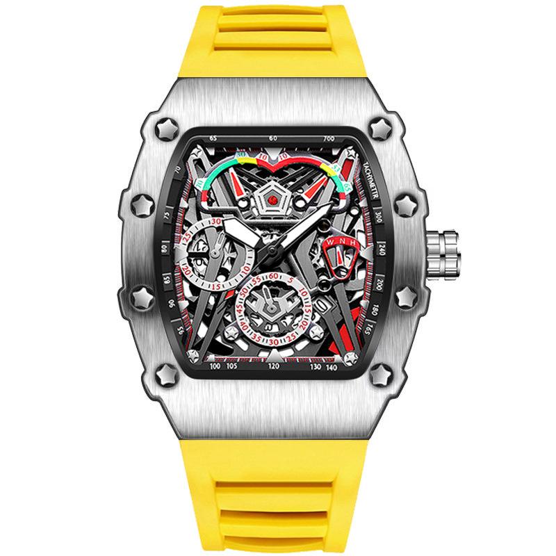 UTHAI Men's Watch Fashion Sports Waterproof Luminous Wine Barrel Shaped Silicone Strap Quartz Watch Watches for Man