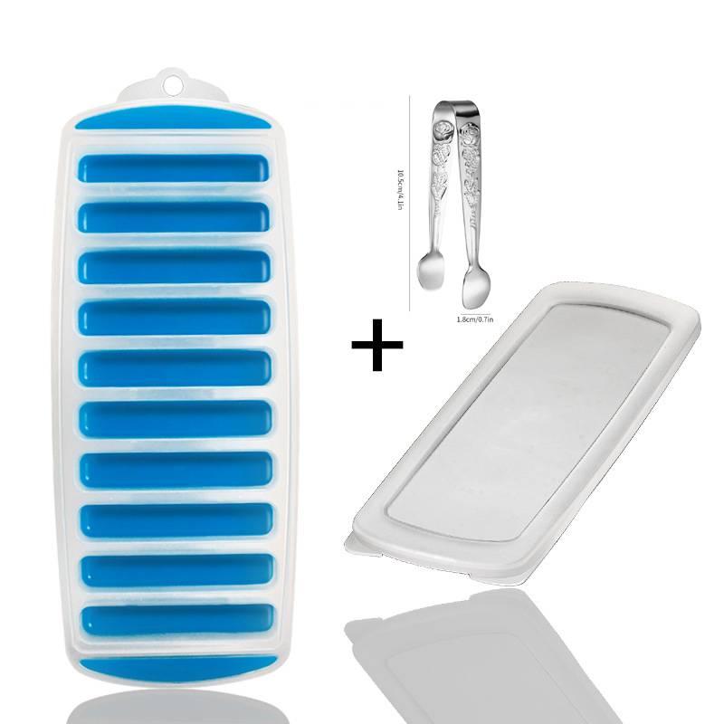 Långsmal Silikonform för Isbitar Pop Out Plastisbitsbricka med Lock Återanvändbar Isglassform Lättsläppt Barkitche