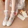 Spring and Summer Fairy Socks Lolita Mid-calf Cream White Bow Ballet-style Ultra-thin Transparent Pile-up Socks