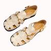 Leather Roman Sandals Women's Hollow 2025 Summer New Beach Shoes Woven Horse Buckle Retro One-word Buckle Cool Slippers