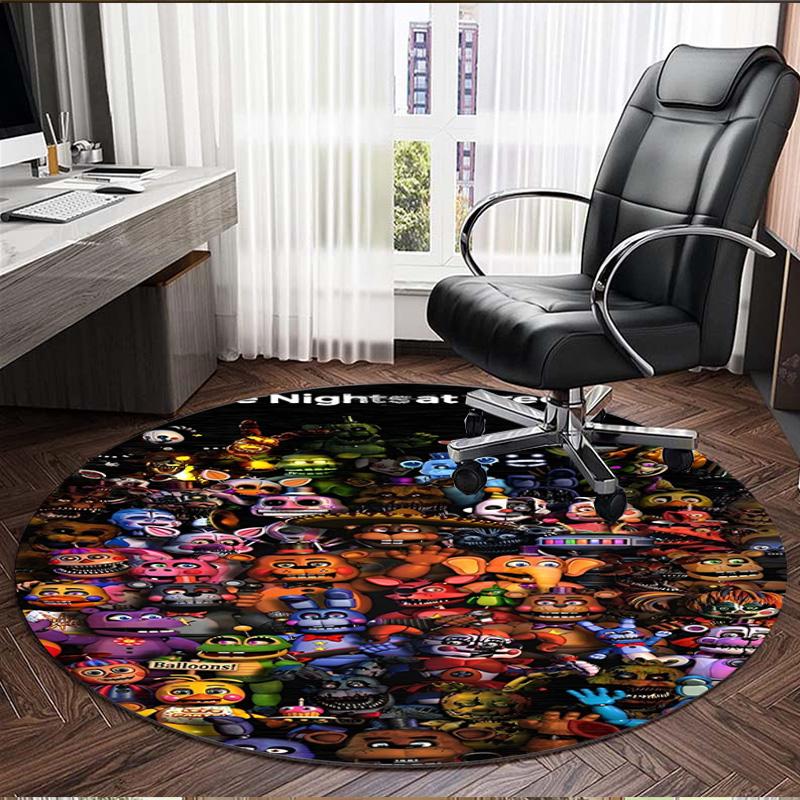 Five Nights at Freddy's Print Round Rug, Washable Floor Carpet, For Entryway Dorm Laundry Room Office Study, Home Decor Birthday Christmas Gift