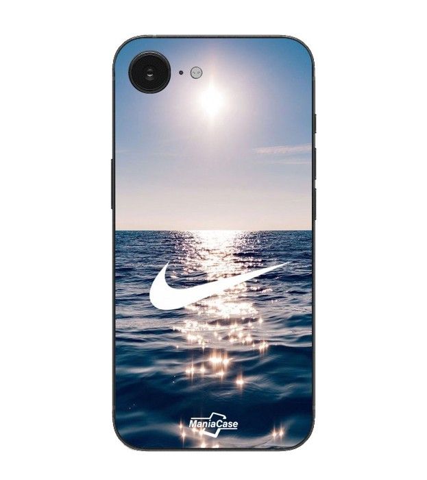 Maniacase Hülle Für Iphone 16E nike Logo weiß Meer Sonne schwarz