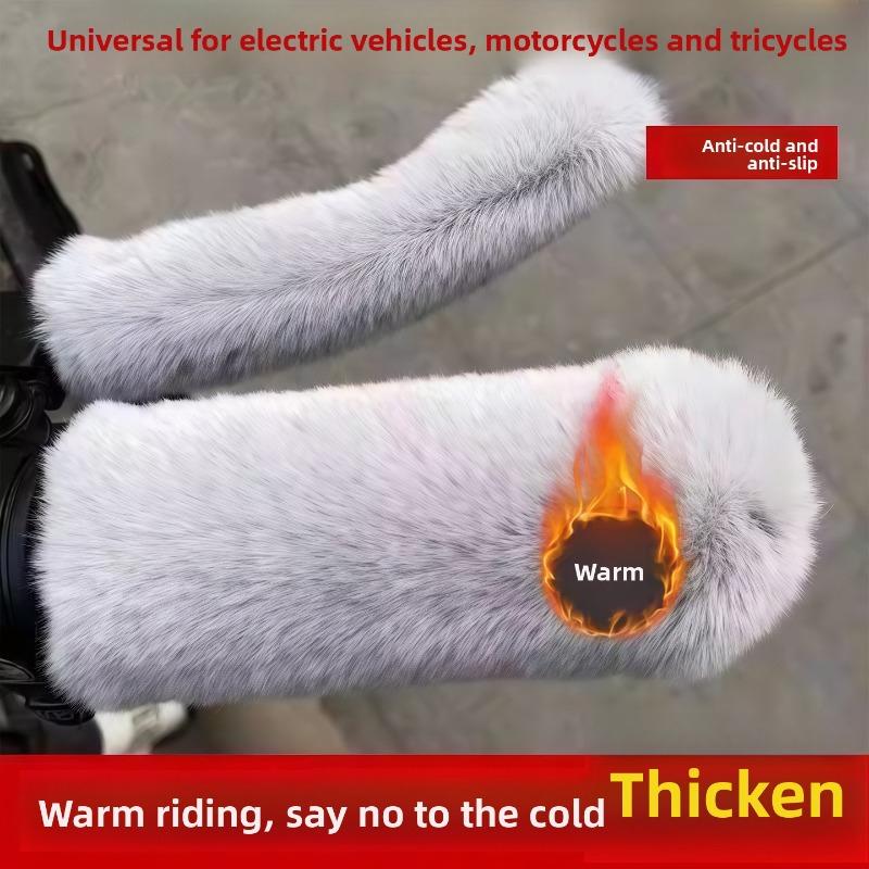 Electric Battery Bicycle Handlebar Cover, Tricycle Plush Warm Bicycle Handlebar Cover, Winter Motorcycle Hand Guard, Winter Style