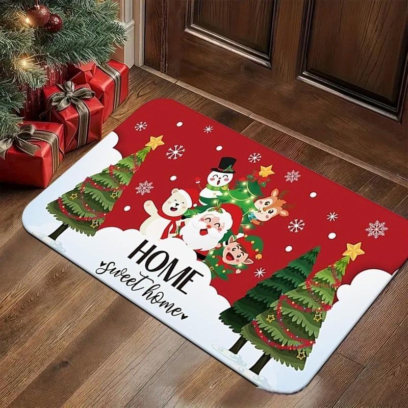 Christmas Decorative Doormat, Wear-Resistant and Machine Washable, Entrance Door Mat, Bathroom Carpet, Home Decor