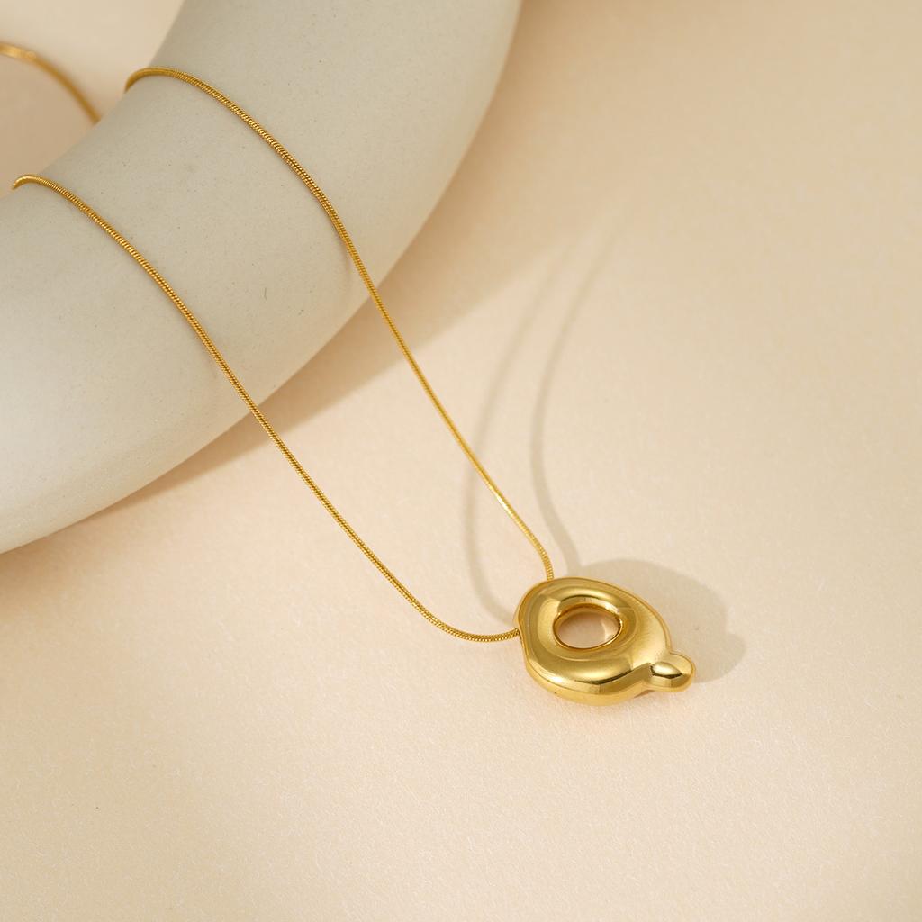 CARLIDANA Initial Stainless Steel Women Gold Plated Bubble Balloon Letter Personalized Round Snake Chain Chunky Necklace