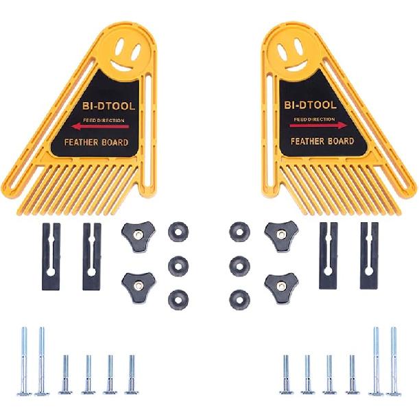 Featherboards, Adjustable Woodworking Safety Device Feather-Loc for Table Saws Band Saws Router Tables Fences Woodworking Tools, 6.3 Inch Extended