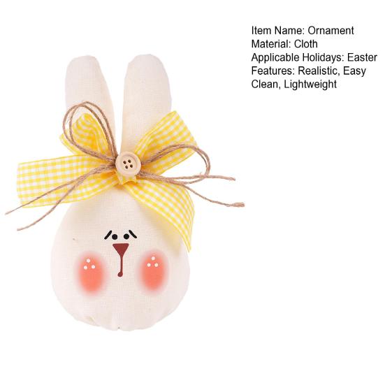 Easter Bunny Tabletop Ornament Cute Plush Rabbit Decorations with Bow Soft Fabric Table Accent for Living Room Bedroom Office