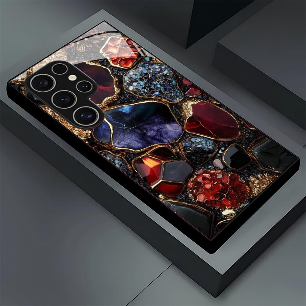 Colored stones Phone Case glass phone case for Samsung Galaxy S26 22 23 24 25 PLUS S21 22 23 24 25 ULTRA