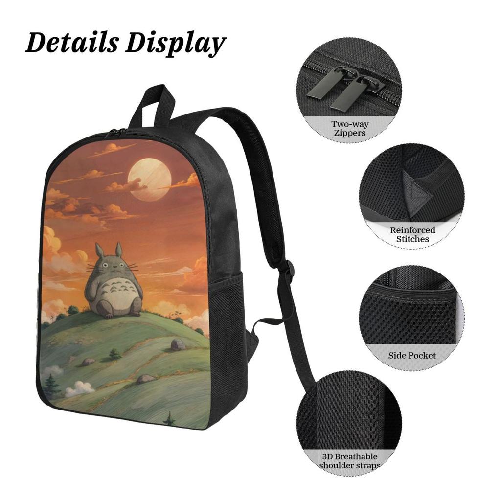 Set di 3 Zaini Scolastici T-Totoros per Ragazzo Ragazza Astucci Set Zaino con Portapranzo Per Studenti Scolastici Daypack