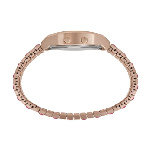 TIMEX Q Timex Women's Pink Dial Stainless Steel Acrylic Quartz Watch TW2W41000