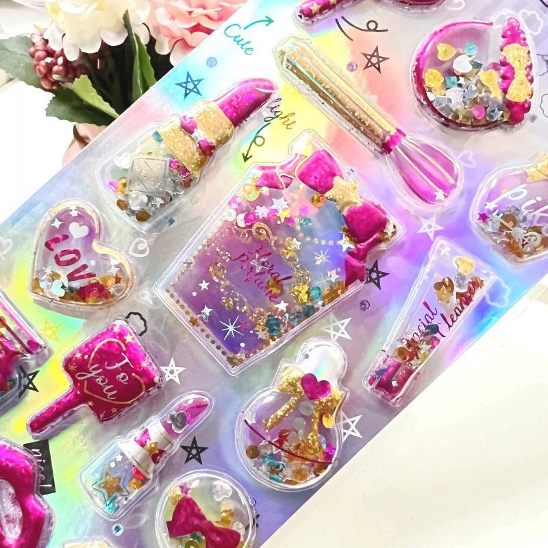 Shiny Shake Sticker Girl 3D Reward Crystal 3D Shake Sticker Kindergarten Reward Sticker Children's Sticker