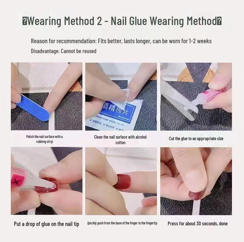 Autumn/Winter High-End Handmade Floral Wearable Nails - Short, Elegant, Removable Design