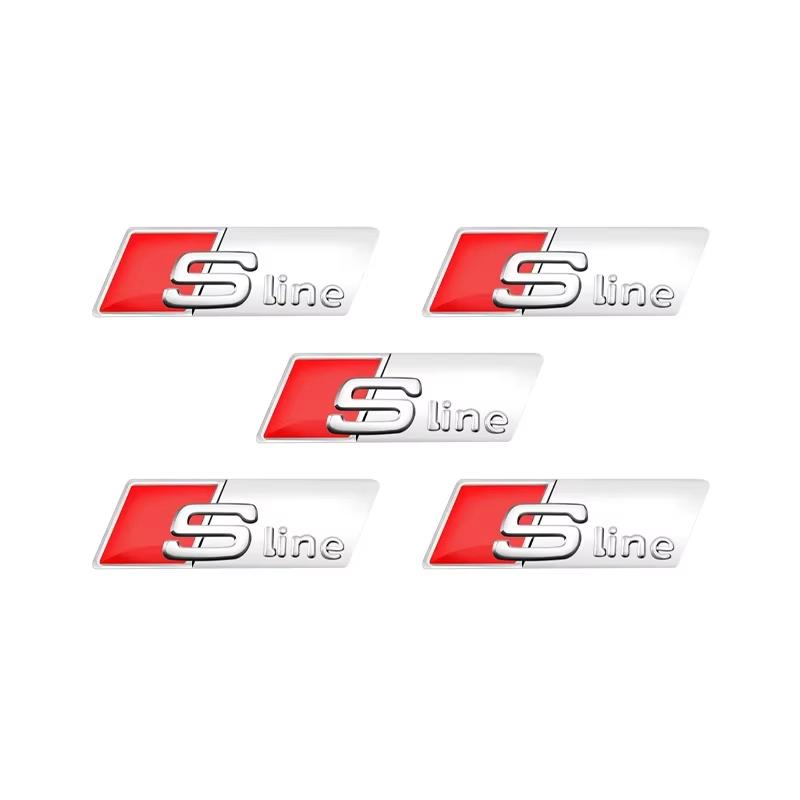For  qwe12 3D Aluminum SLINE RS Badge Car Steering Wheel Sticker Auto Emblem Accessories TT RS3 RS4 RS5 RS6 RS7 RS8 Quattro SLINE