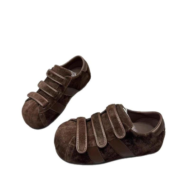 Shell head thick baseplate shoes new autumn stupid big head bread shoes flat casual