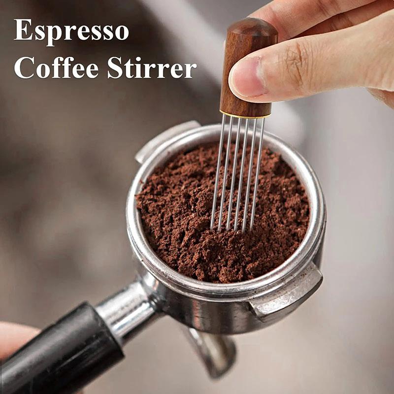 1/2pc Needle Coffee Stirrer Stainless Steel Coffee Powder Tamper Espresso Distributor WDT Tool Wood Handle Cafe Barista Supplies