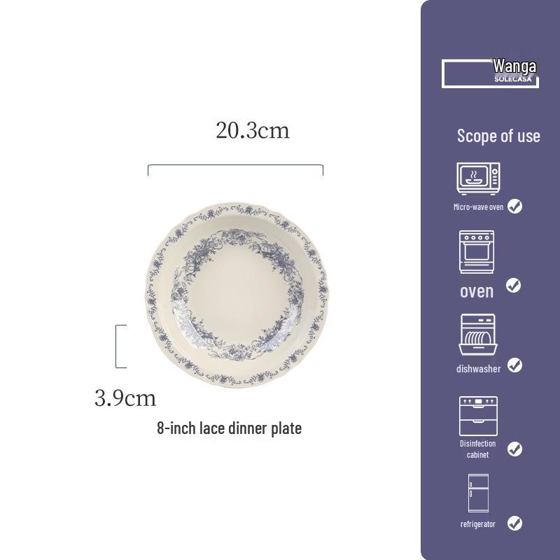 Shunxiang Blue Fog Flower Ceramic Tableware Set: Retro High-End Rice Bowl Plate for Luxurious Dining.