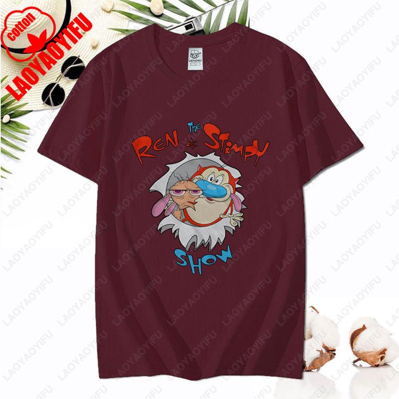 90s Ren Stimpy Show Nicktoons Nickelodeon TV Cartoon Tshirt New Style Nostalgia Childhood Tops Unisex Adult Clothing Cotton Tees