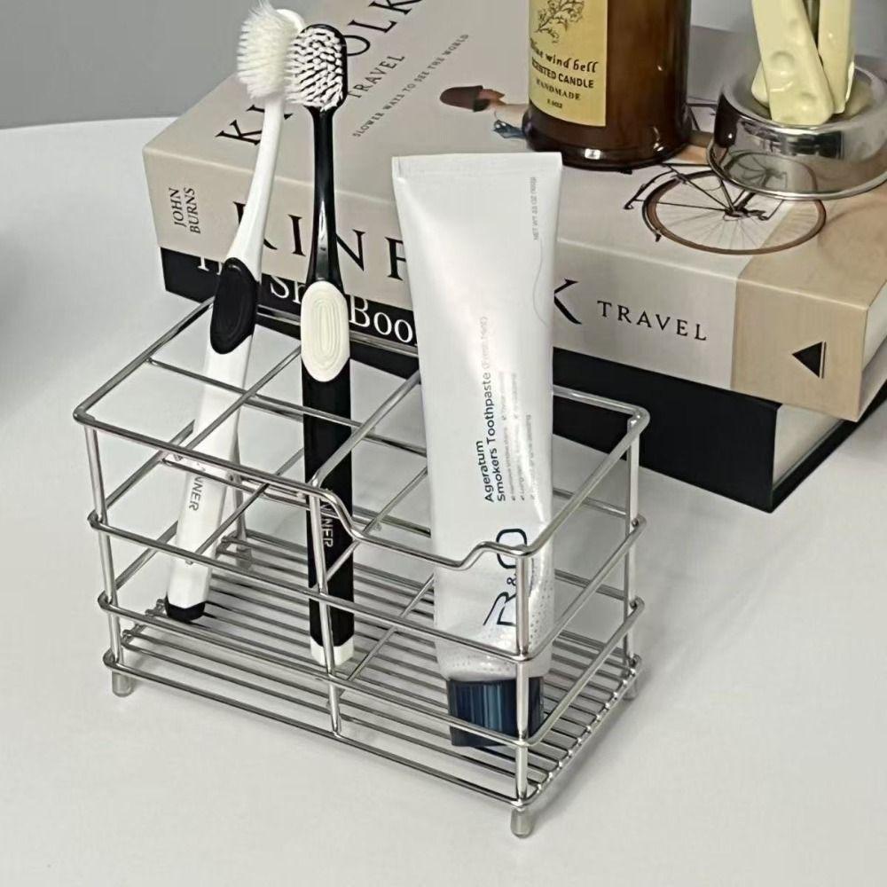 Stainless Steel Toothpaste Holder Freestanding Base Countertop Rack Storage Holder Wash Basin