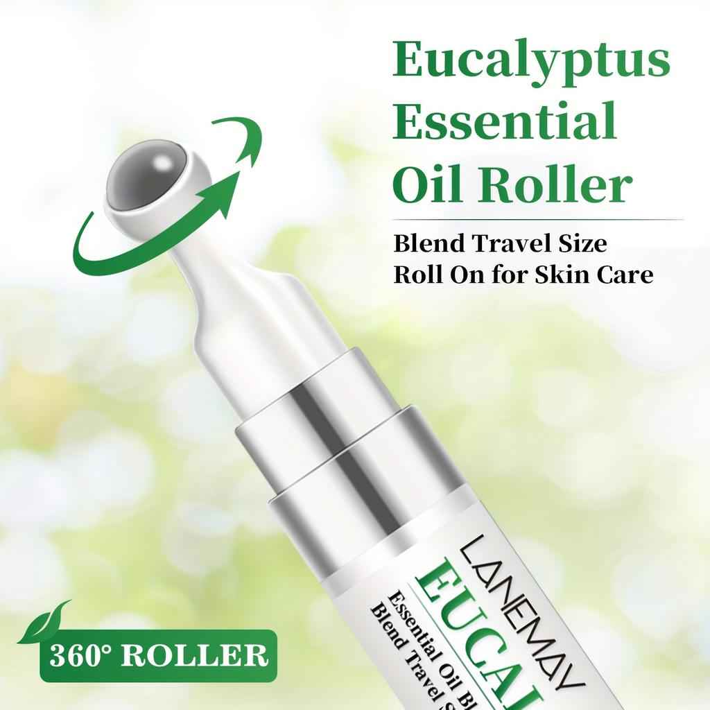 Eucalyptus Essential Oil Roller - Cleanses and Soothes Light Beige, Refreshing & Cooling Sensation - Perfect for Massage Blends
