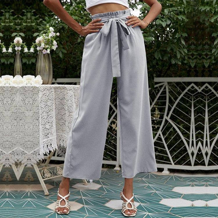Women's Casual High Waist Capris Pants Solid Color Print Fashion