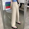 Loose Fit Suit Trousers Elegant Women's High Waist Wide Leg Suit Pants with Pockets Stylish Office Lady Trousers Solid Color