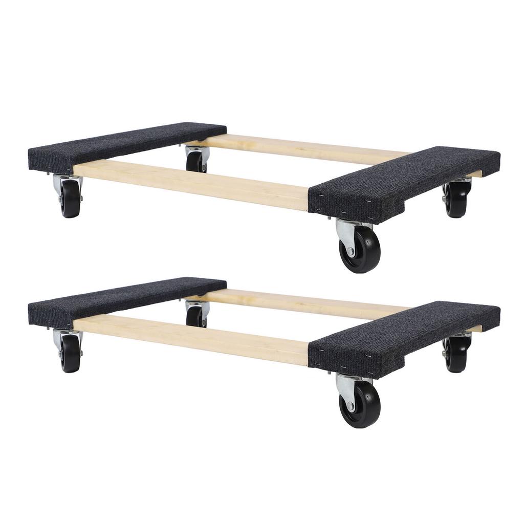 2 Set Furniture Dolly Versatile Rugged Rustproof Carpeted Top Hardwood Moving Dolly for Transporting Appliances Goods