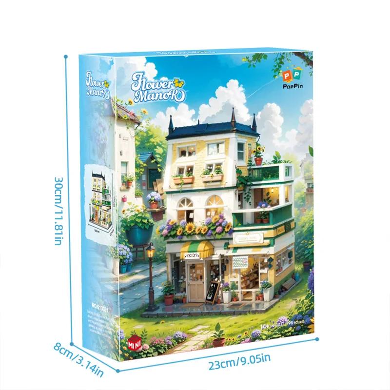 Non-Toxic 998Pcs City Flower House Building Blocks Creative Plant Villa Model Bricks Desktop Decoration Diy Toy For Kids Holiday Gifts