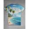 Summer Round Neck 3D Hawaiian Coconut Tree Pattern Print Top Fashionable Casual Short Sleeved Men's T-shirts