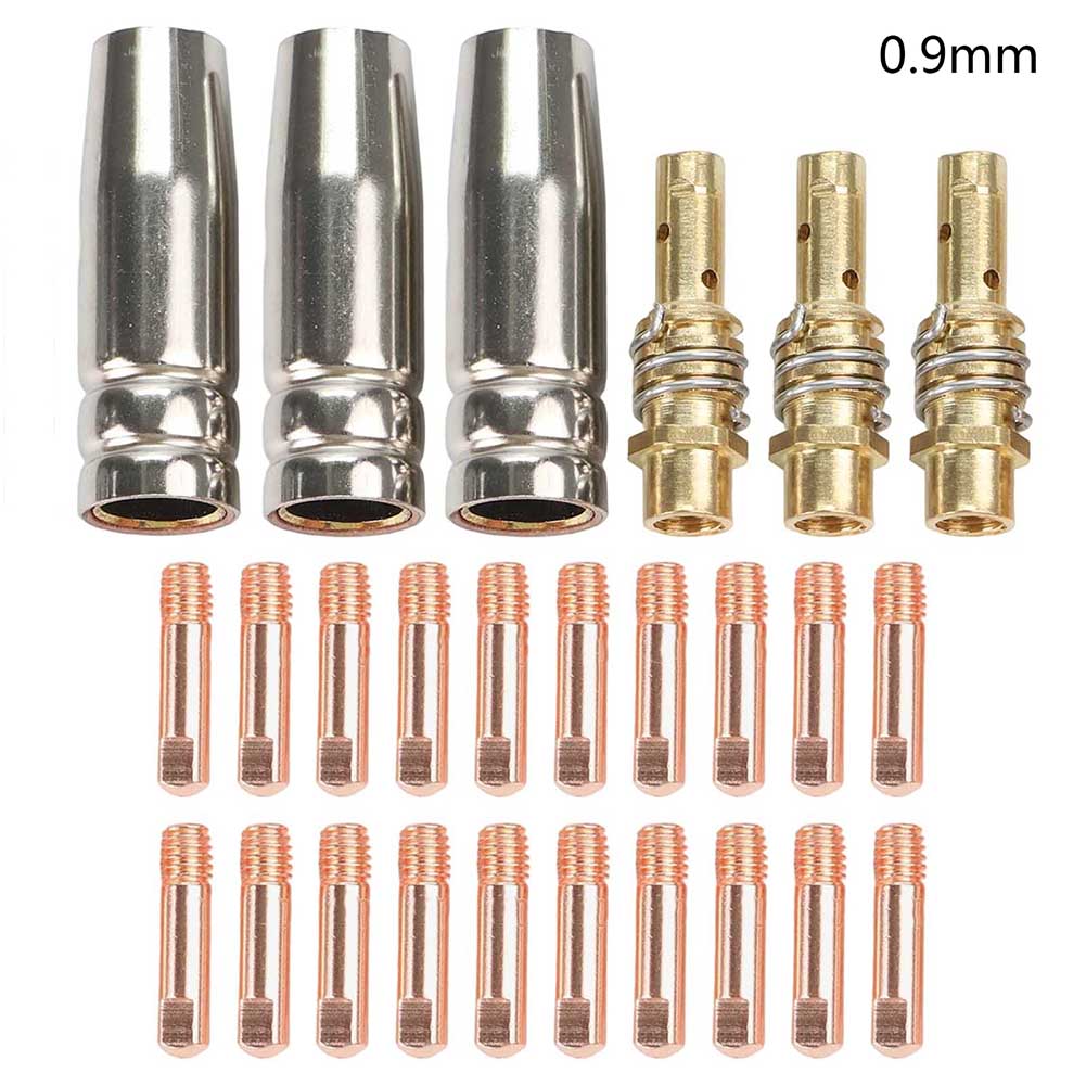 26PCS For MIG Welding Tip Nozzle Kit for 15AK AK15 MB15 Welders Includes 20 X 0.9mm Tips 3 Gas Nozzles 3 Diffusers for Repairs