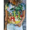 Fashion Women's Crew Neck Short Sleeve 3D Casual Color Printing Casual Short Sleeve Crew Neck T-Shirt