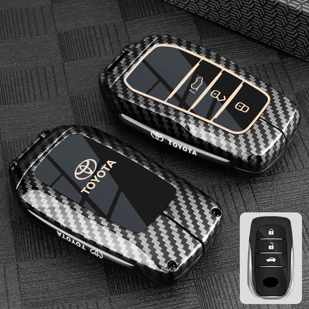 Zinc Alloy Leather Car Key Case Protective Case for Toyota CHR Hilux Fortuner BVNYTU7 Land Cruiser 200 Camry Corolla Crown RAV4 Highland